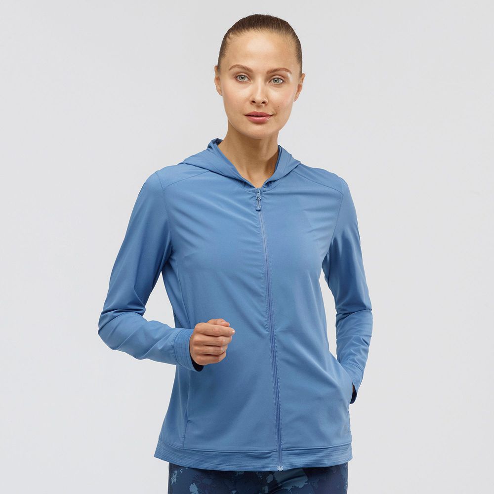 SALOMON COMET LIGHT HOODIE W Philippines - Women's Midlayers - Copen Blue | 879024-MJS
